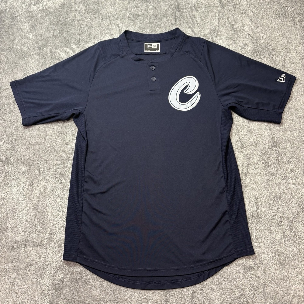 New Era Martinez 18 Baseball Jersey Mens Medium Navy Short Sleeve Athletic